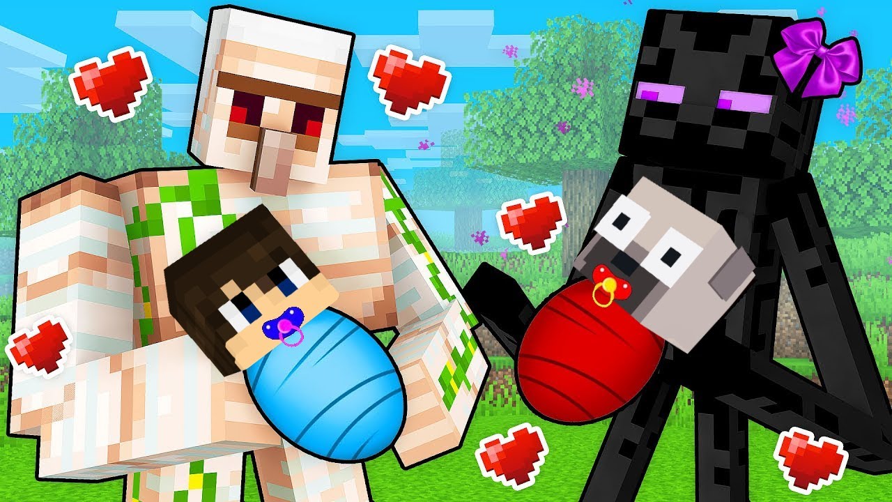 Baba Danit és Kiist Örökbe Fogadta egy Iron Golem és Enderman a Minecraftban!