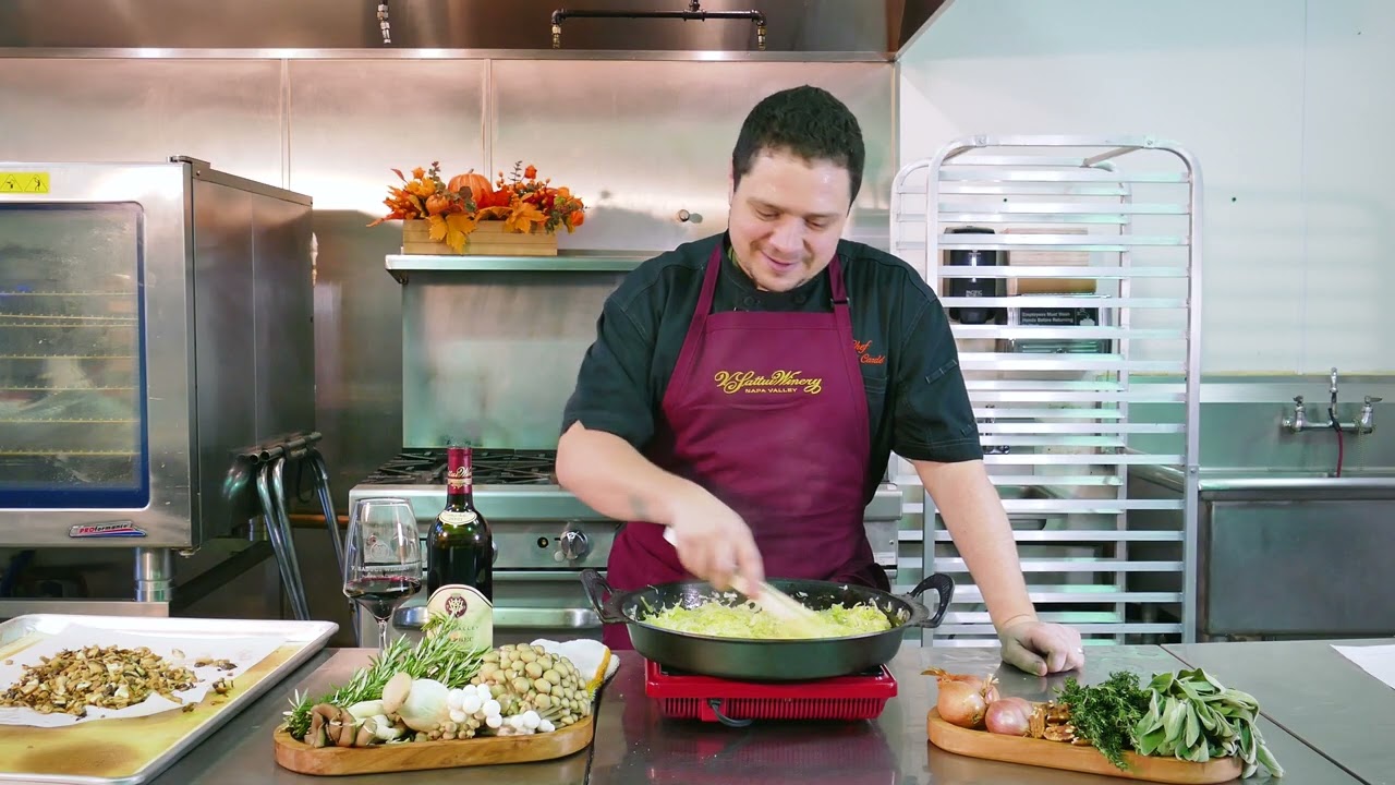 V. Sattui Cooking Demo - Savory Mushroom and Leek Bread Pudding