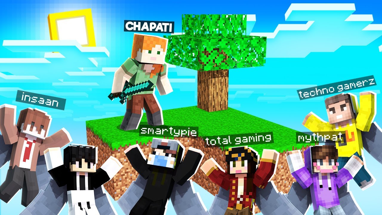 MINECRAFT SKYBLOCK BUT YOUTUBERS RISE EVERY 10 SECONDS
