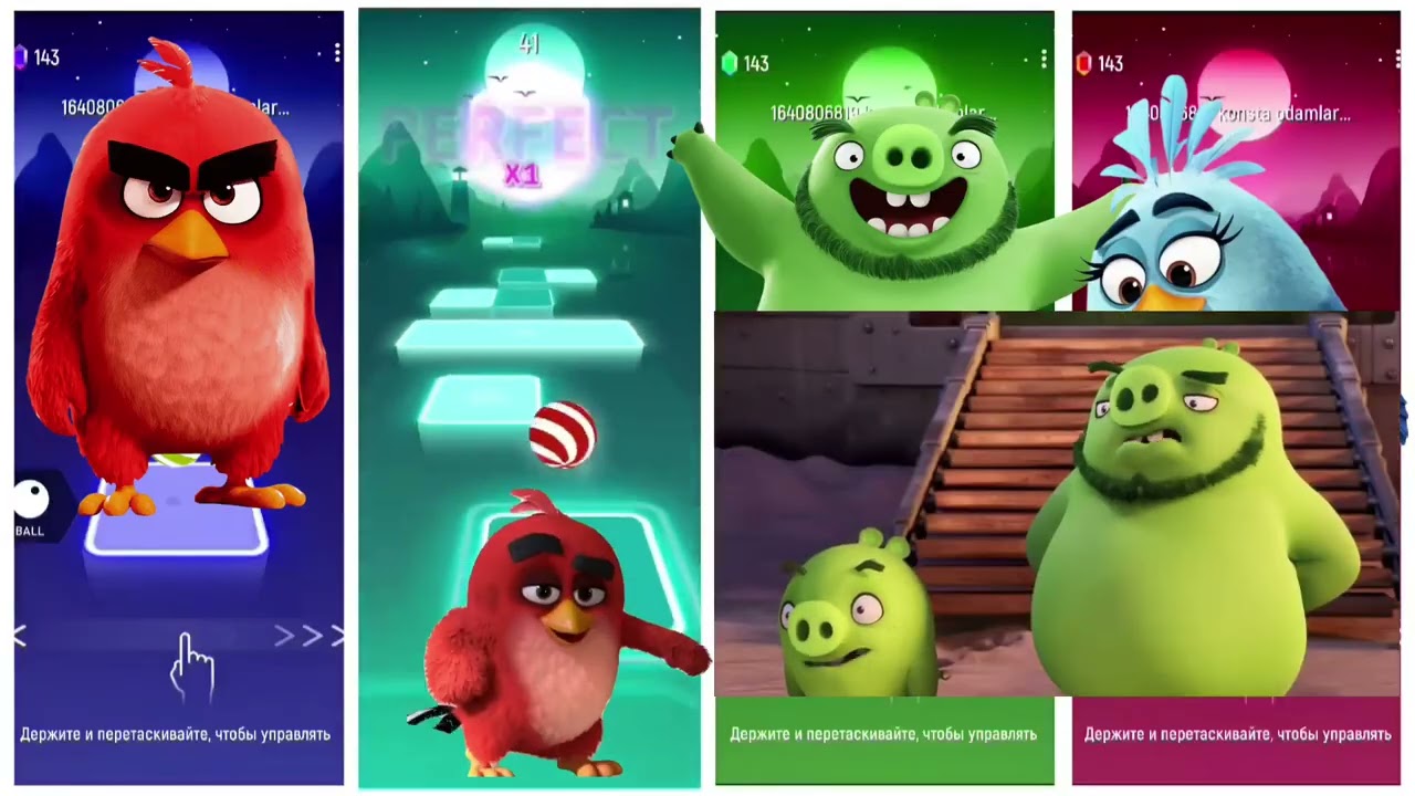 Angry birds Cartoon tiles hop dance video game