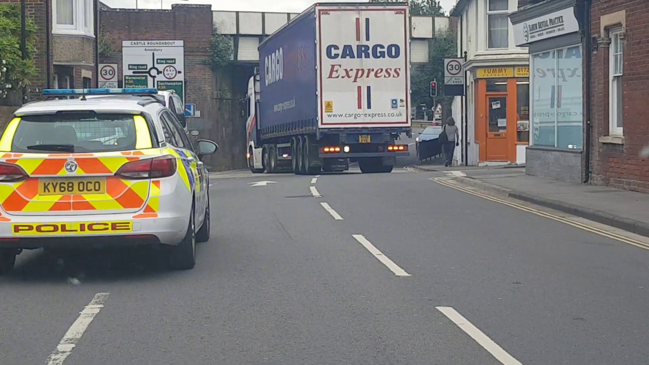 A1 Roadcraft. This lorry hit a low bridge and had to do a turn in the road.