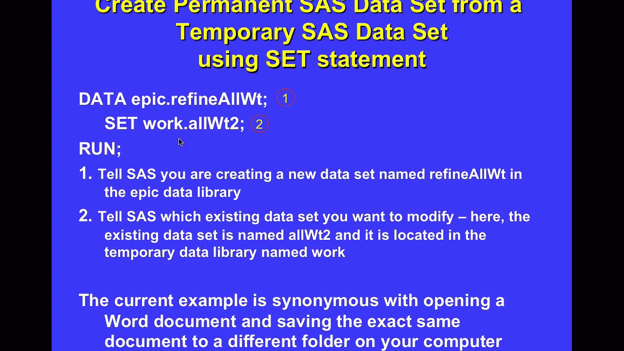 Lesson 5 SAS set statement