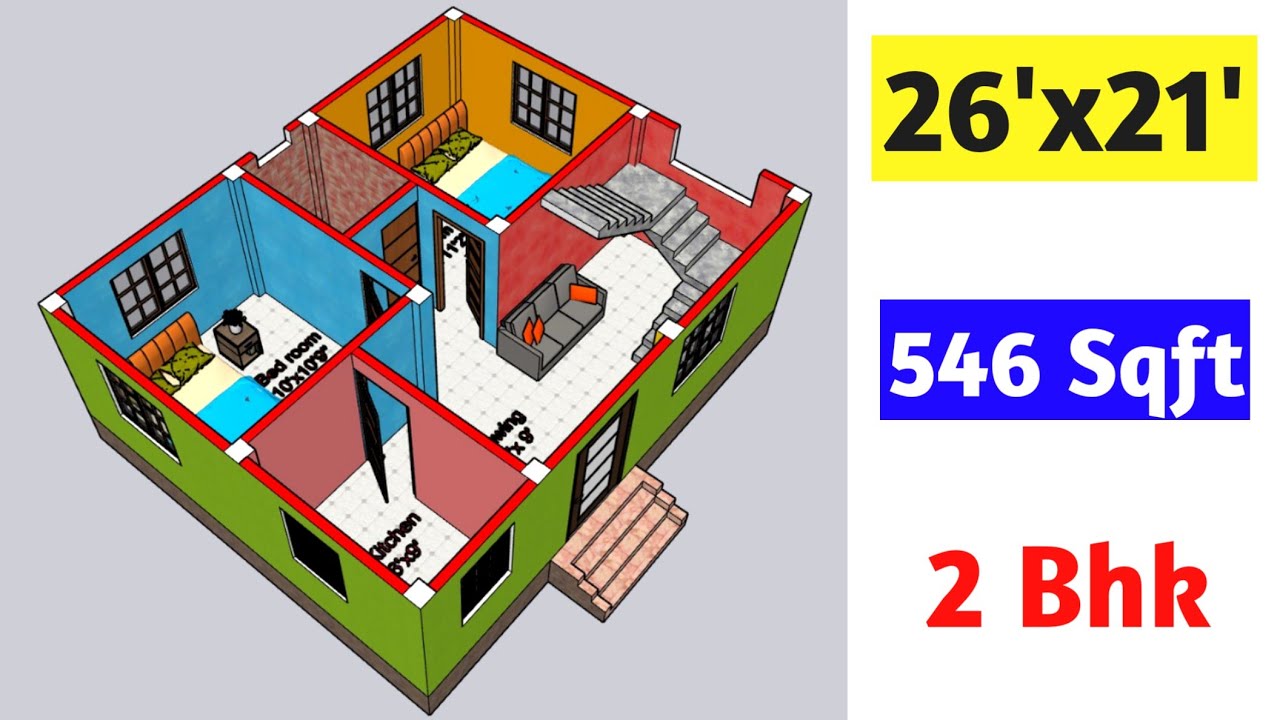 21 x 26 house plan || 26x21 ghar ka naksha || 26 x 21 house plan