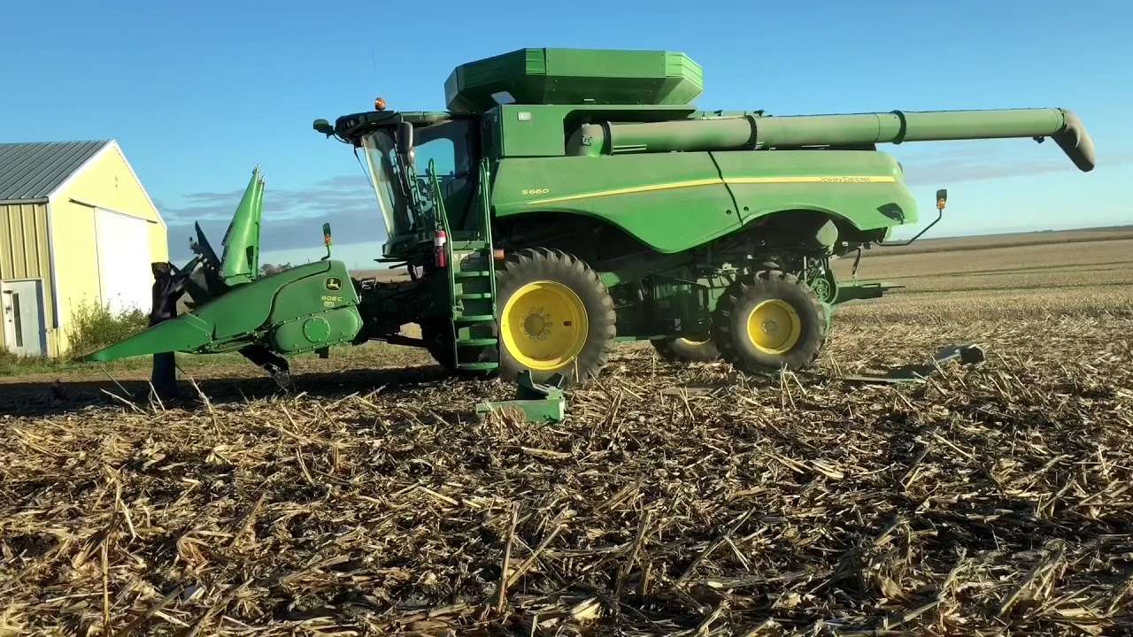 Cleaning the combine. Soybean Harvest 2018 Begins!