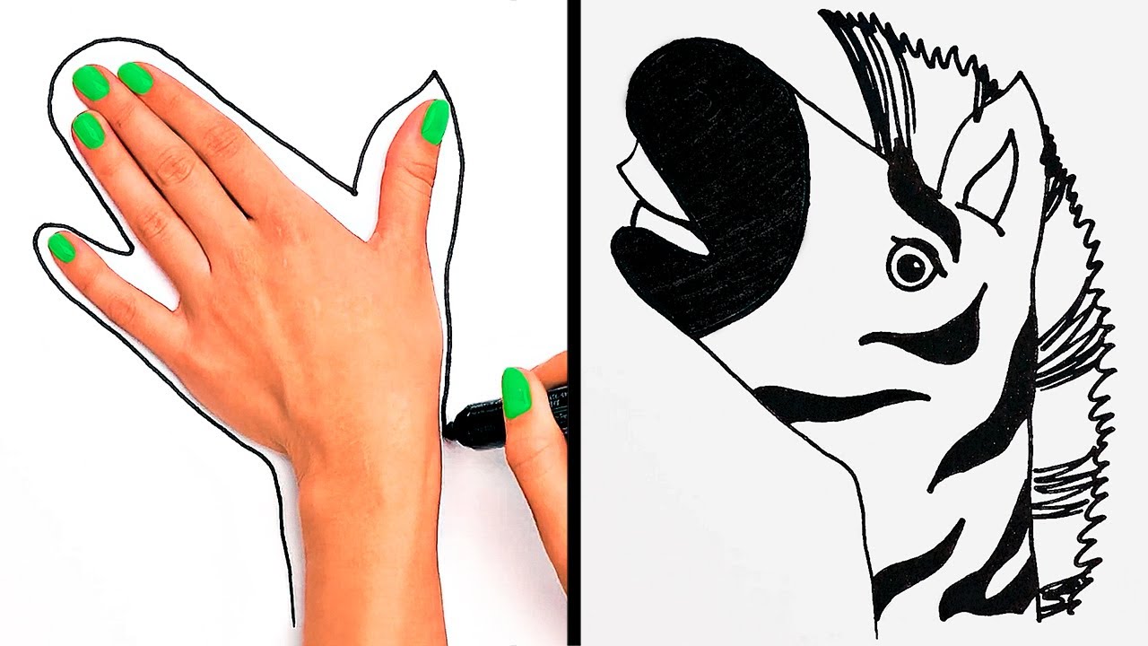 COMO DESENHAR QUALQUER ANIMAL COM SUA MÃO || Truques Simples de Desenhos Para Principiantes