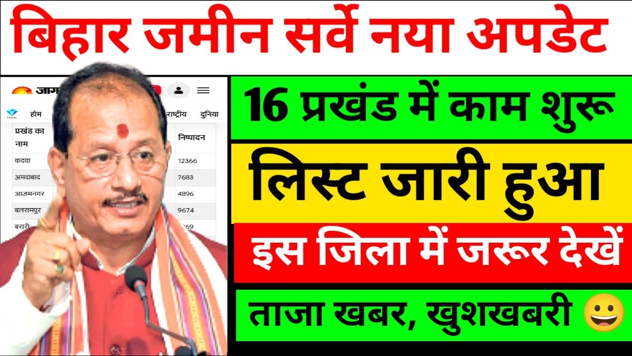 बिहार जमीन सर्वे में नया अपडेट 😀 16 प्रखंड में काम शुरू 📢 Bihar Land Survey New Update 2026