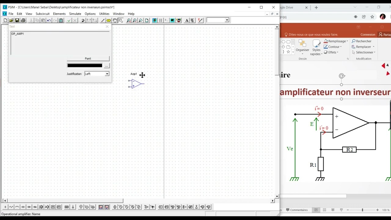 Simulation sur PSIM-Aop non inverseur _part 1