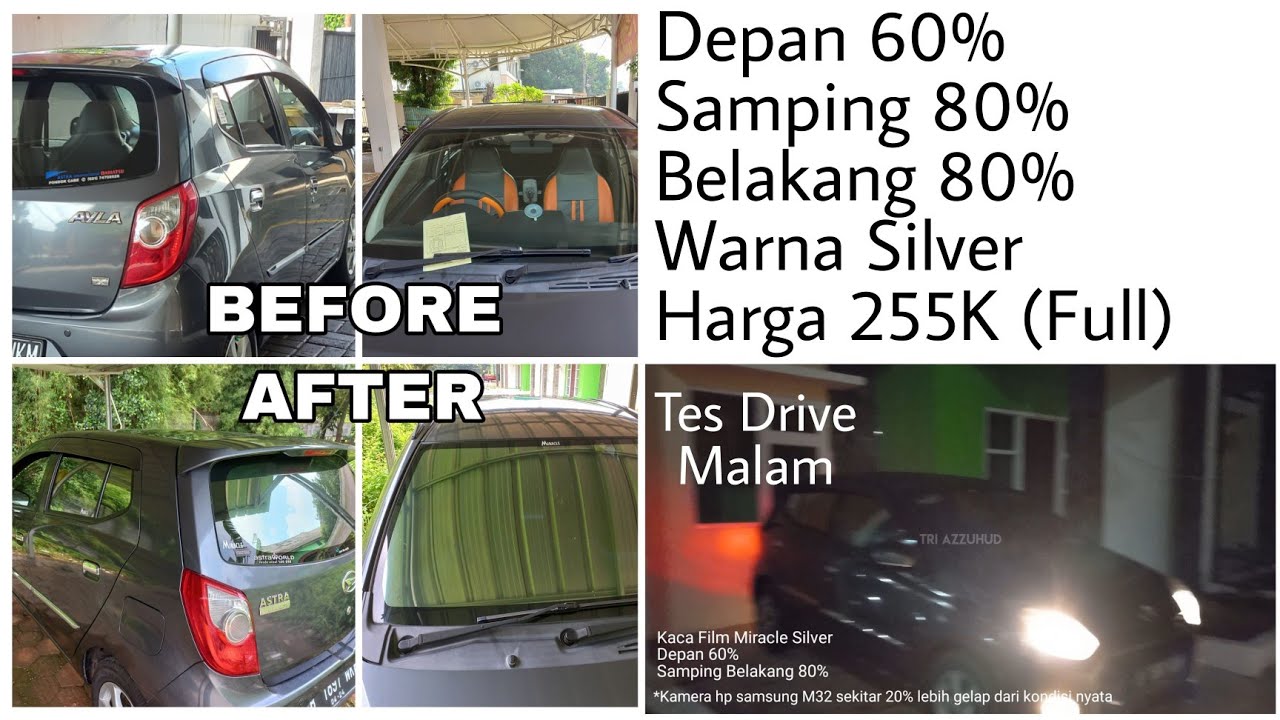 Kaca Film Mobil Ayla Murah di BSD Tangsel, Depan 60%, SKKB 80%