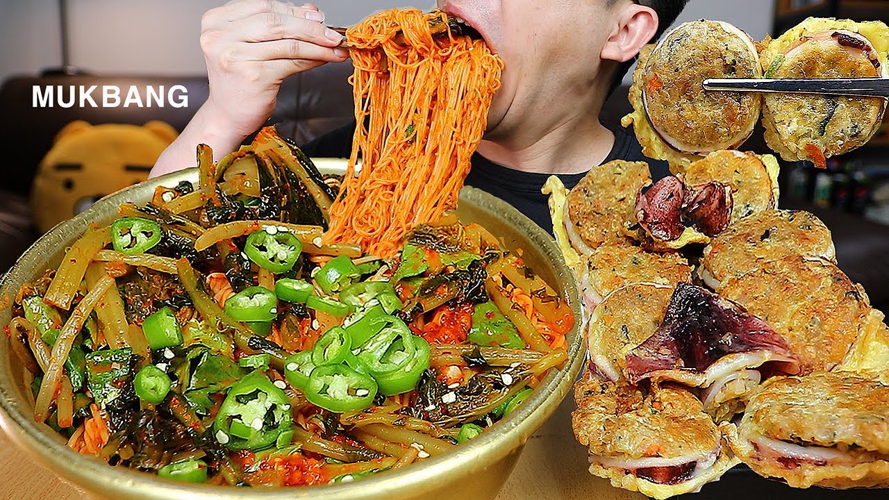 ASMR MUKBANGㅣYeolmu bibim guksu & Stuffed SquidㅣEATING SHOW