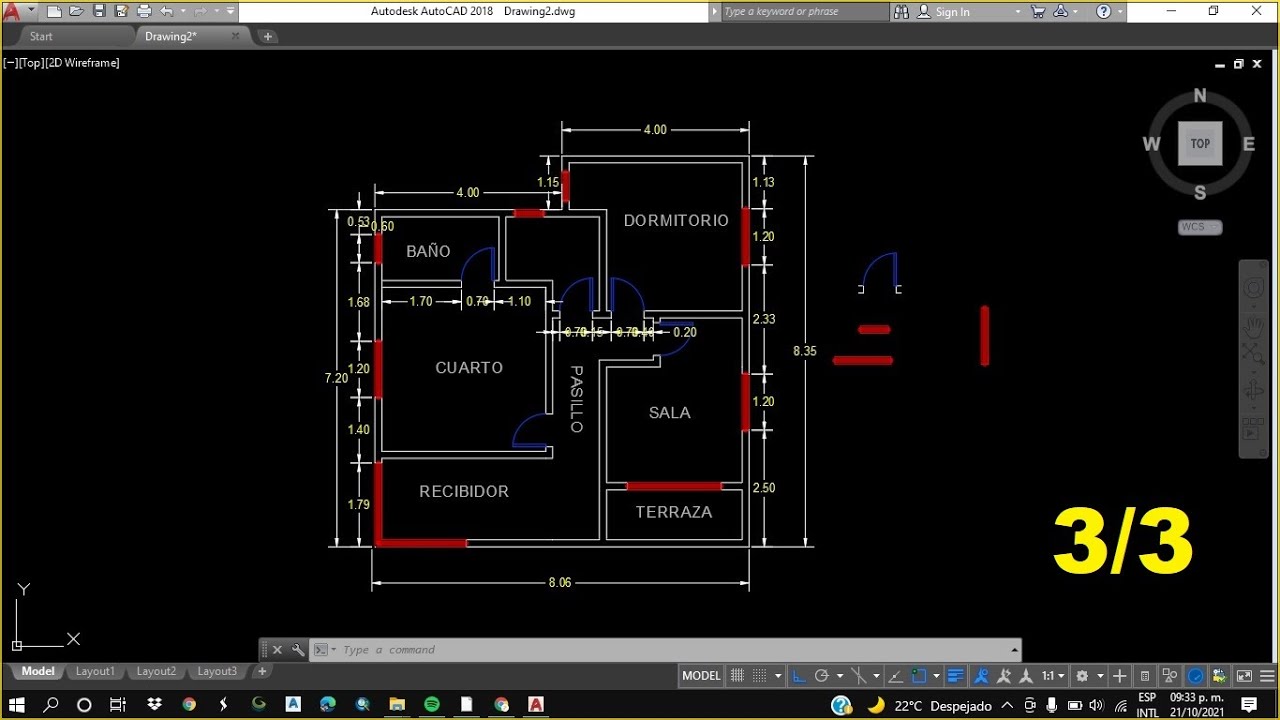 AutoCAD - 3/3 Como dibujar el plano de una casa desde cero en autocad
