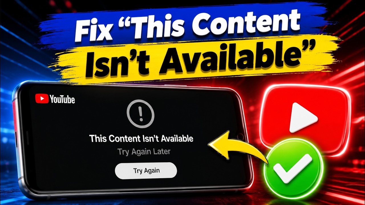 How To Fix &ldquo;This Content Isn&rsquo;t Available, Try Again Later&rdquo; on YouTube |  #YouTubeError #youtubefix