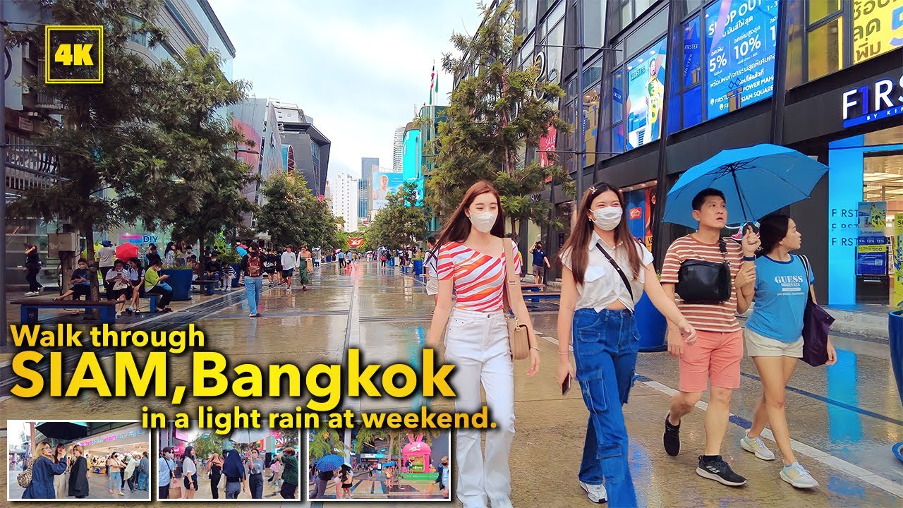 Walk through SIAM,Bangkok in a light rain at weekend July 2023