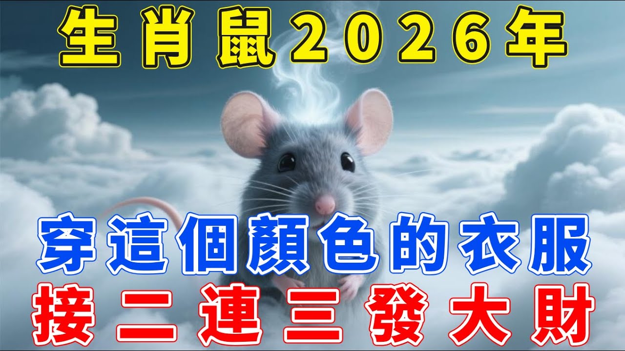 2026年不一般，生肖鼠穿這個顏色的衣服，大吉大利行大運，接二連三發大財！【生肖梵音】#生肖 #命理 #運勢 #屬相 #風水