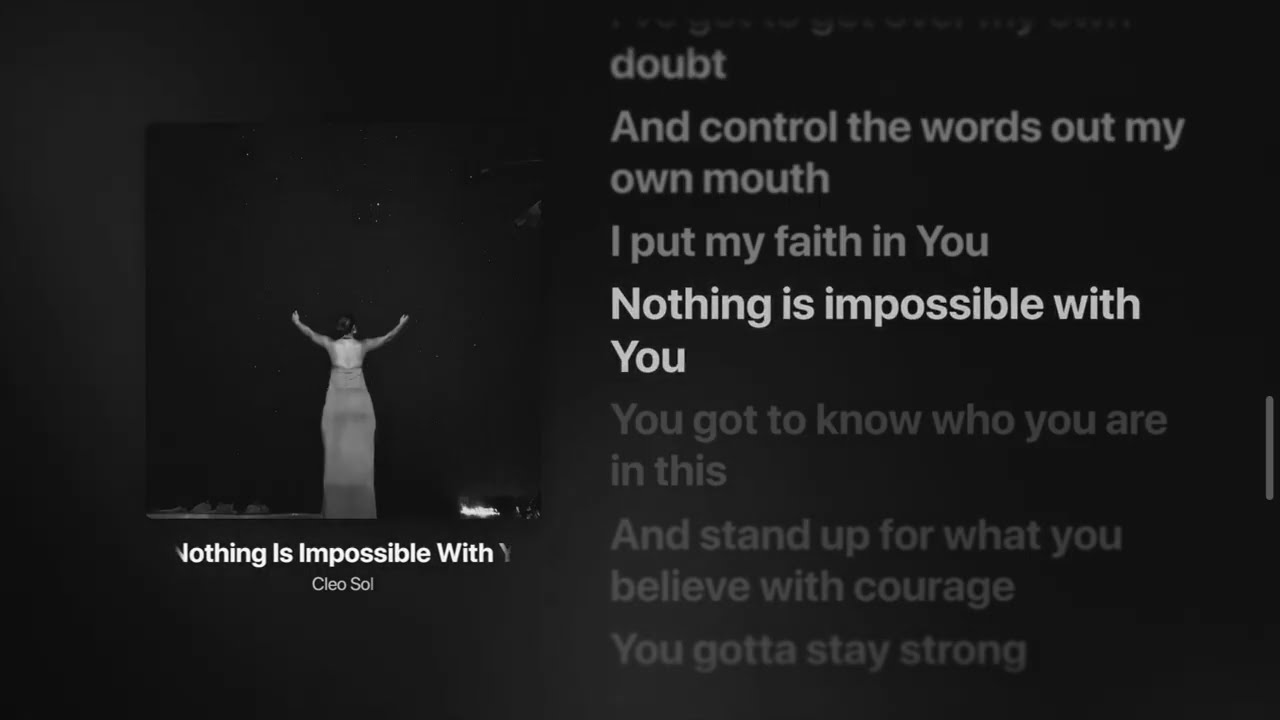 Cleo Sol – Nothing Is Impossible With You (Lyrics) | Str8Lyrical