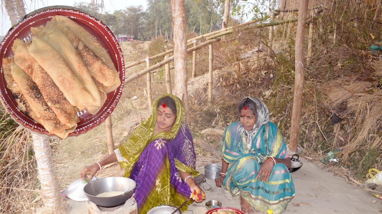 ঠান্ডা ঠান্ডা শীতে গরম গরম খেজুর গুড়ের পাটিসাপটা পিঠা খেয়ে মজাই আলাদা||bengali pitha recipe
