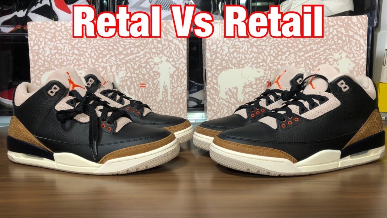 Jordan 3 Desert Elephant  Retail Vs Retail Review. Blacklight and weight comparisons