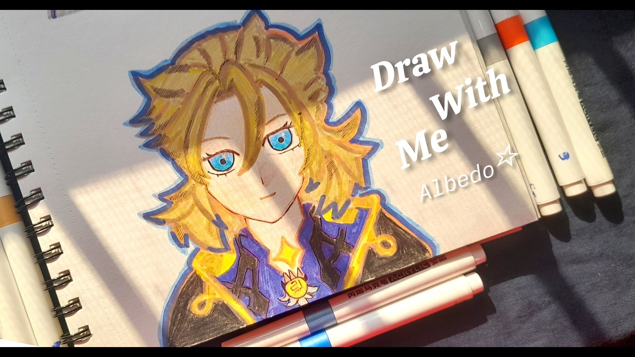 Draw with Me | Albedo from Genshin Impact | Anime Speed Drawing ⋆𖦹.✧˚