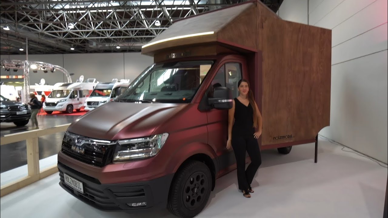Holz Wohnmobil 2022 innen und außen: 2022 MAN TGE XXL Slideout 5,99m Länge. Einzigartig. Holzmobil