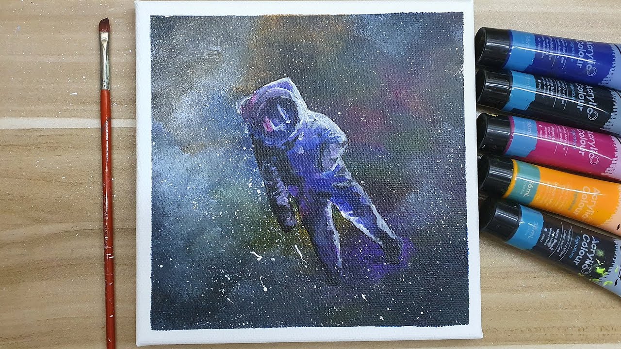 Acrylic painting / How to paint a spaceman / space / Easy painting Tutorial # 178