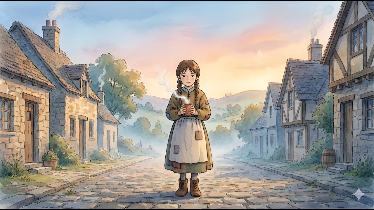 A Quiet Village Morning Before Anyone Wakes../Ghibli Stlye