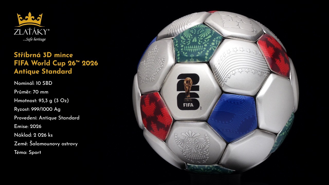 Stříbrná 3D mince FIFA World Cup 26™ 2025 Antique Standard