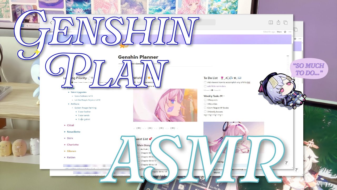 ASMR Planning My Entire Genshin Account in Notion 📒✨ | Up Close Whispers