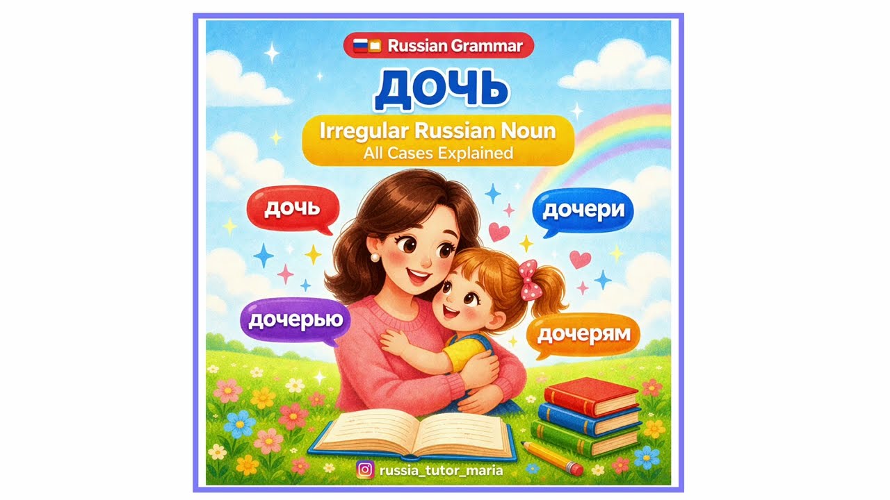 📚 Russian Grammar: Irregular Family Nouns in All Cases - дочь