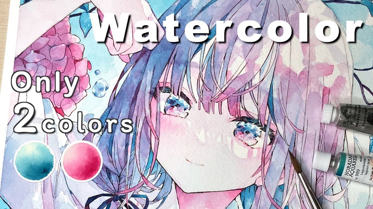 【下絵から完成まで】2色だけで塗るアナログイラスト