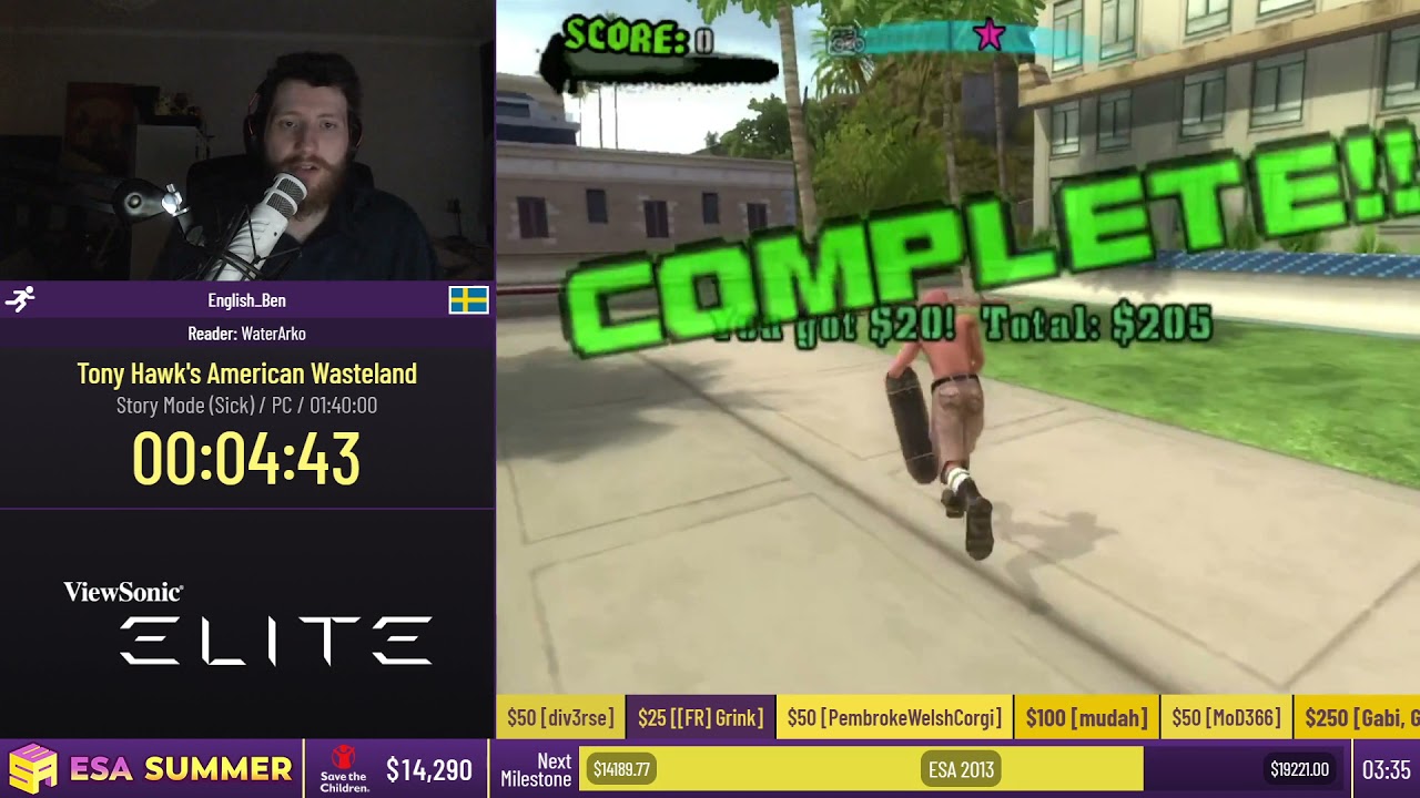 Tony Hawk's American Wasteland Sick Speedrun - ESA Summer 2021