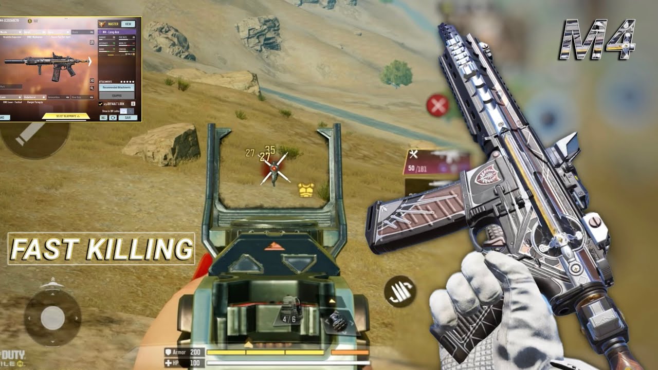 0 RECOIL in LONG RANGE + FAST KILLING | BEST M4 GUNSMITH CODM BR | CODM BR GAMEPLAY