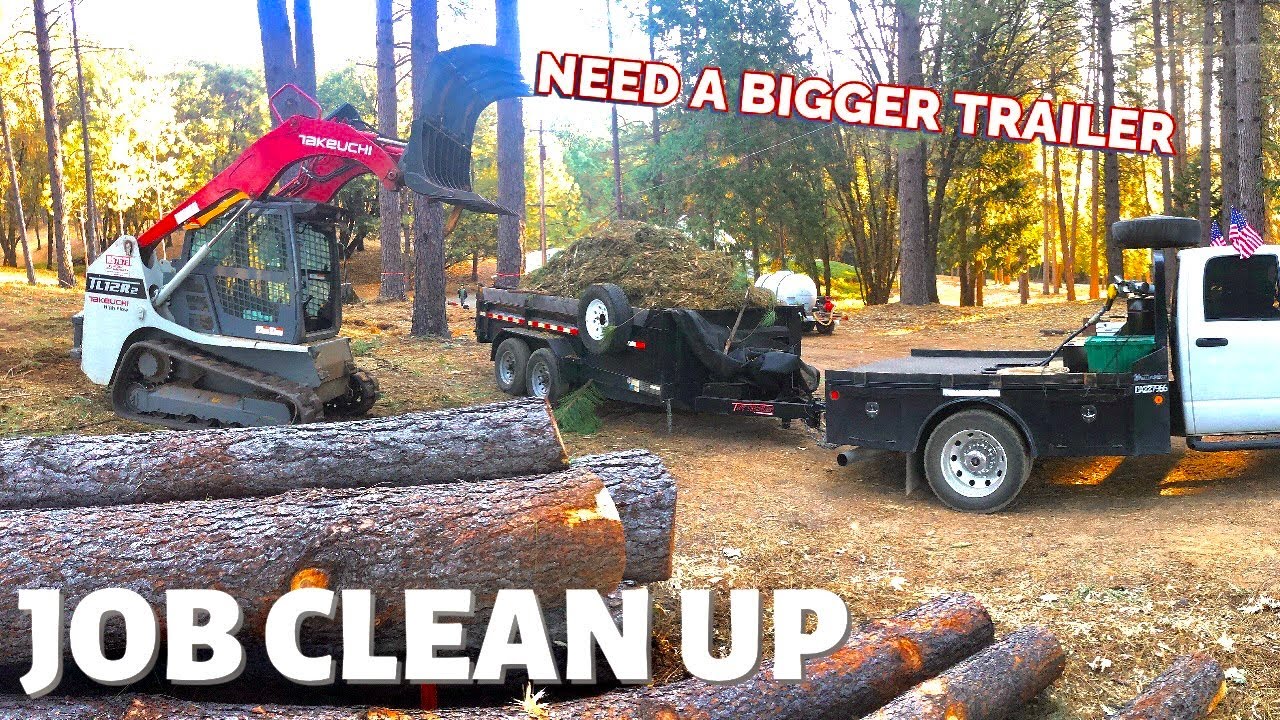 hauling load after load of wood chips   clearning clean up