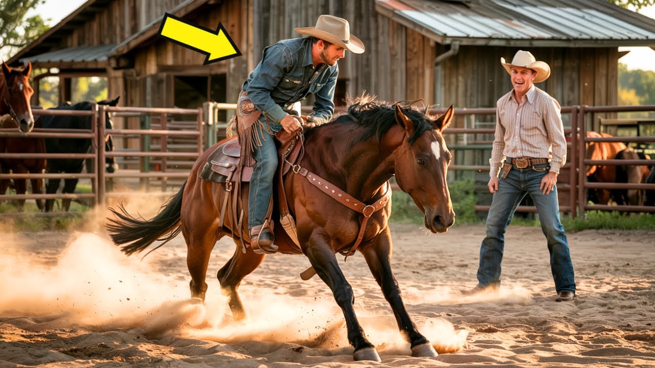Rich Rancher Forces Poor Cowboy to Ride His Giant Wild Horse, But His Talent Leaves Him Speechless