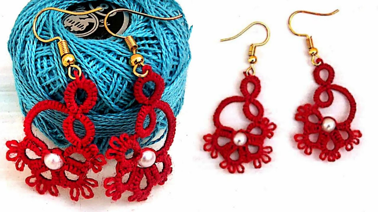 shuttle tatting earring for beginners /lace,jewelry/how to make shuttle tatting earring