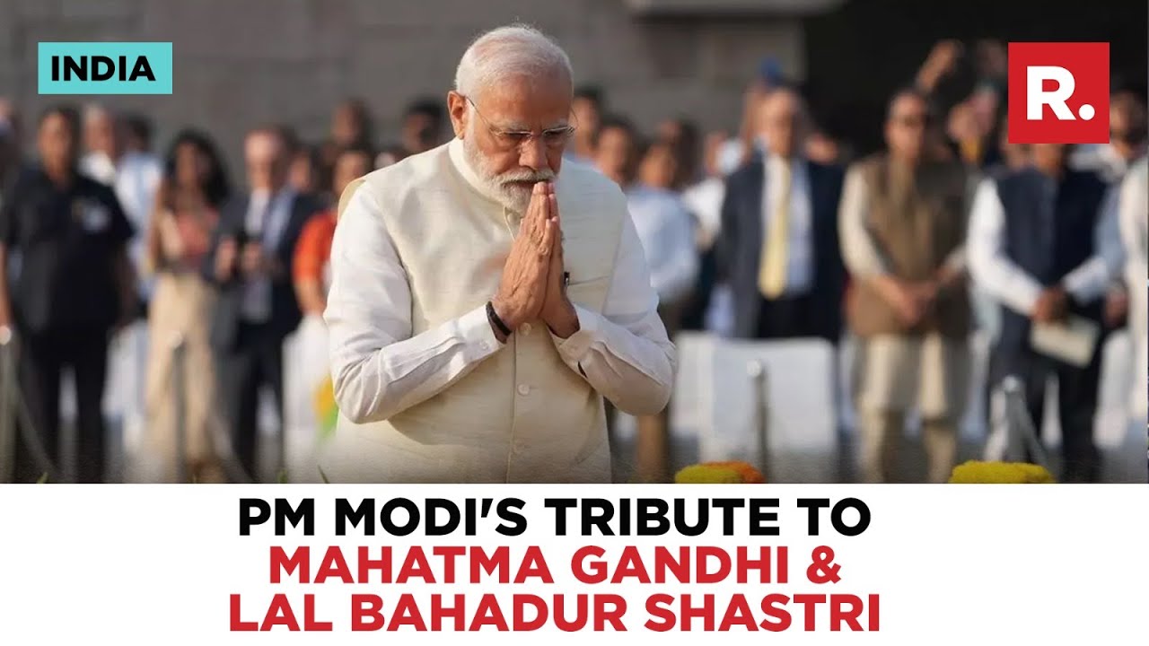 PM Modi Pays Floral Tribute To Mahatma Gandhi & Lal Bahadur Shastri On Their Birth Anniversaries