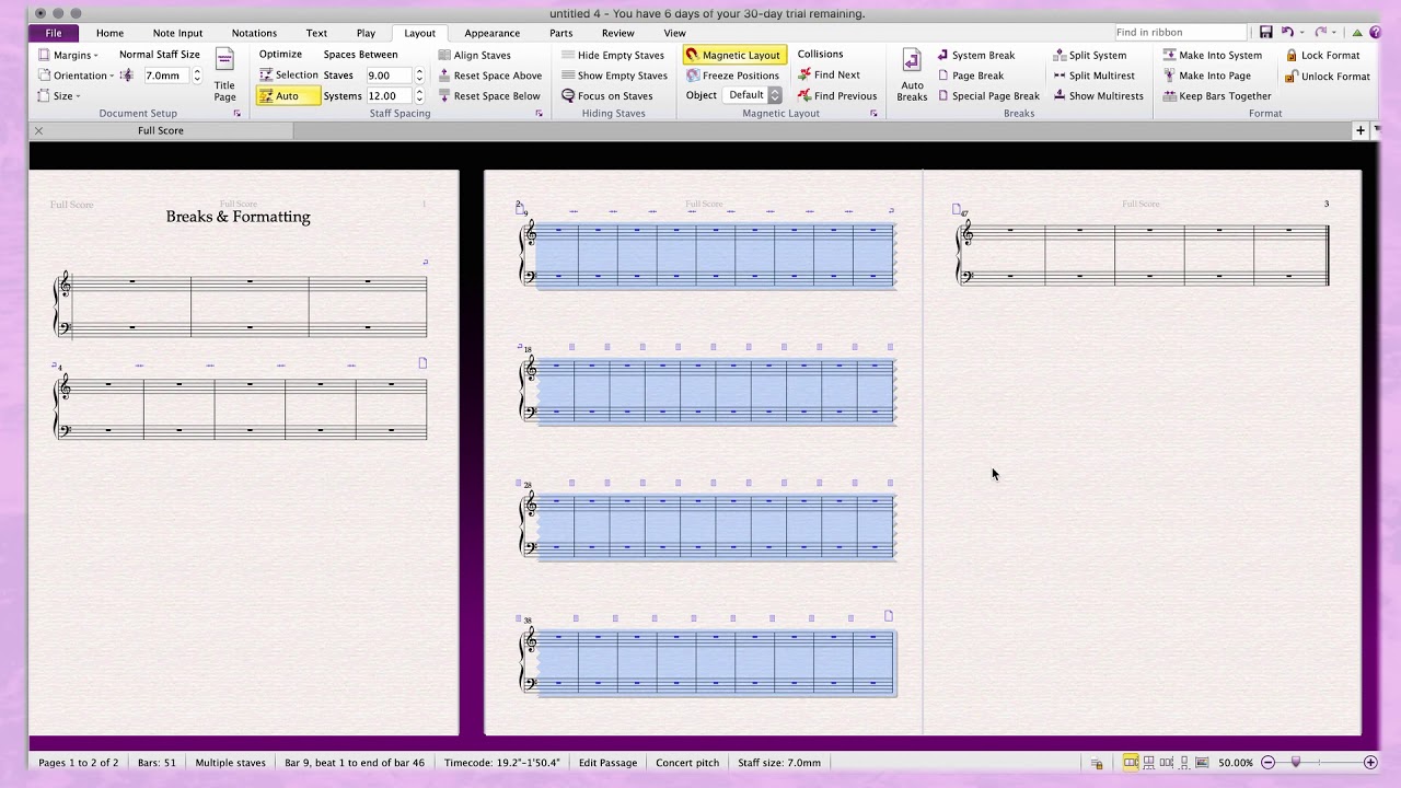 Sibelius System & Page Formatting