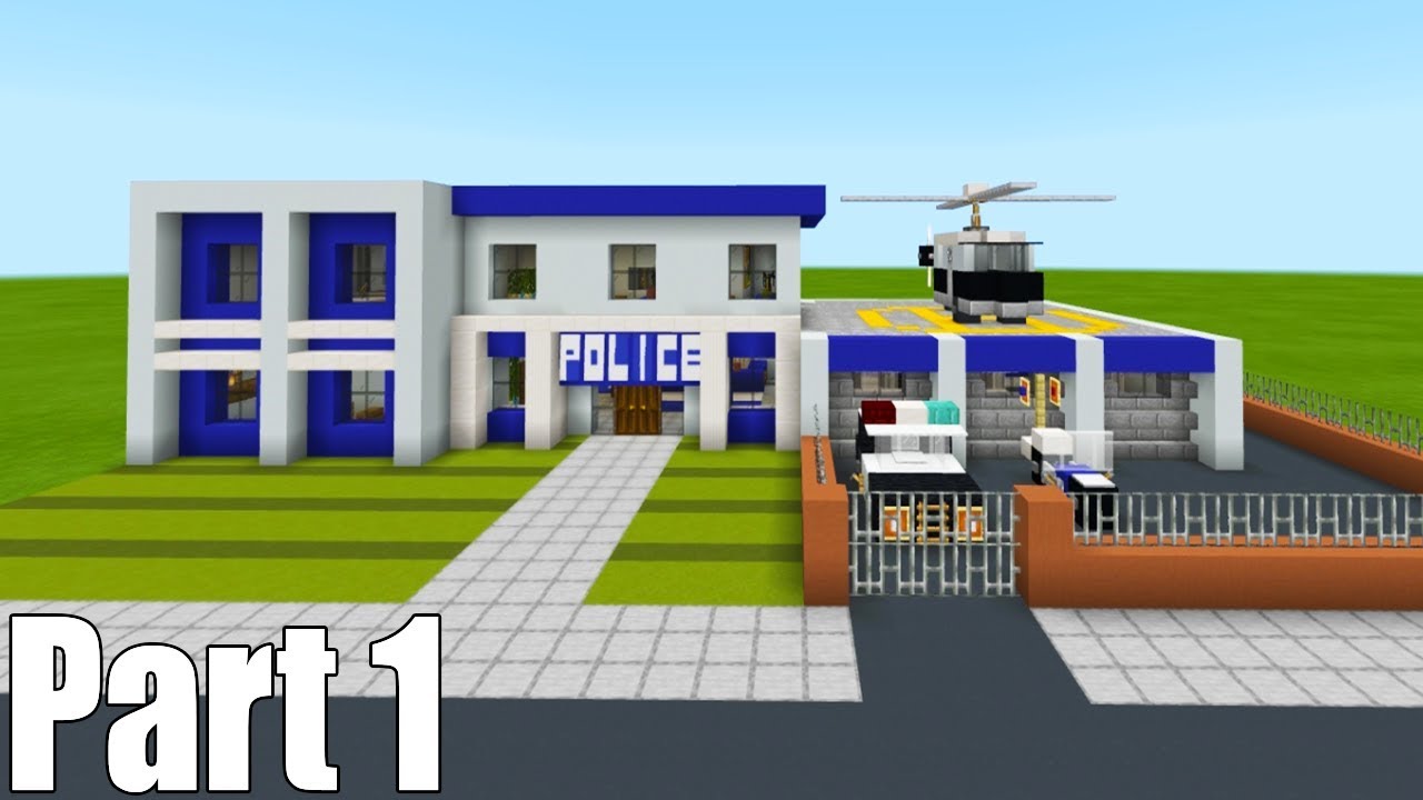 Minecraft Tutorial: How To Make A Police Station Part 1 