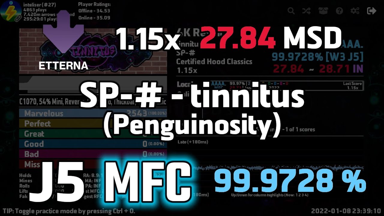 [Etterna] tinnitus (Penguinosity) 1.15x J5 MFC