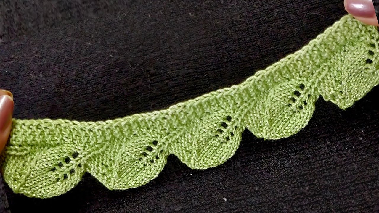 पत्ती बुनाई बार्डर, Leaf Motif Edge Knitting Pattern for All Projects