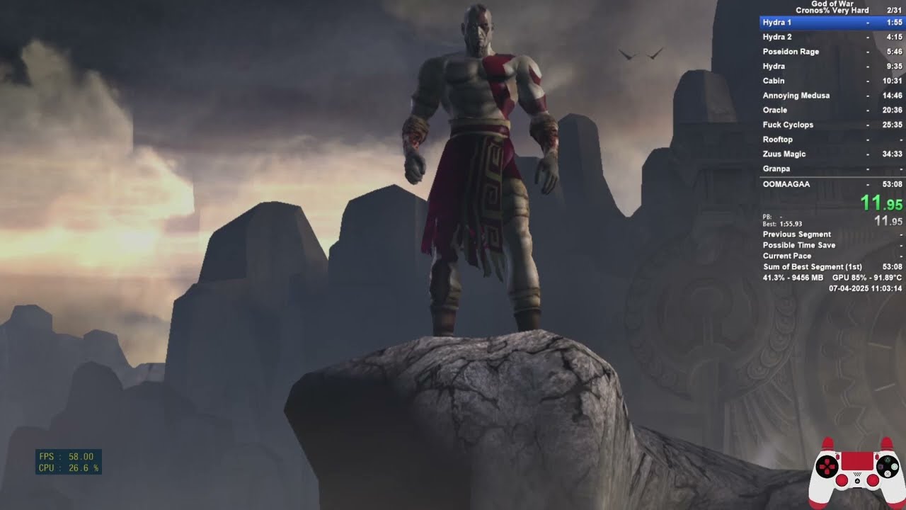 God of War Cronos% in 51:36 PS3 EMU