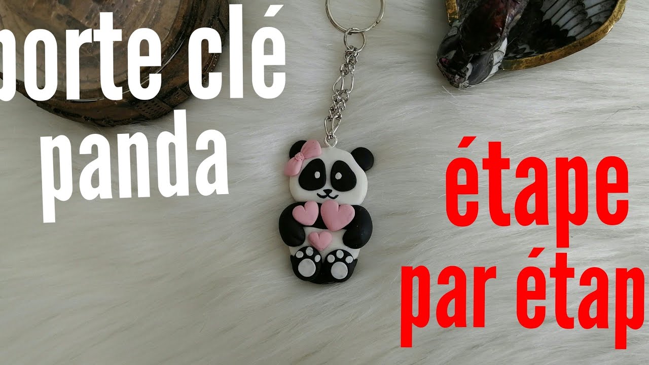 Porte clé avec la pate céramique panda