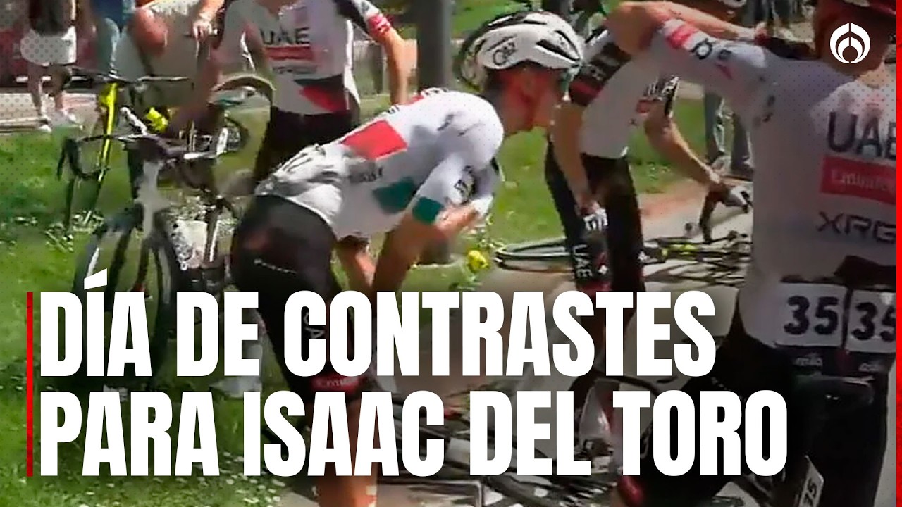 Isaac del Toro sufre brutal ca&iacute;da en la Vuelta al Pa&iacute;s Vasco y termina con rotura en el muslo