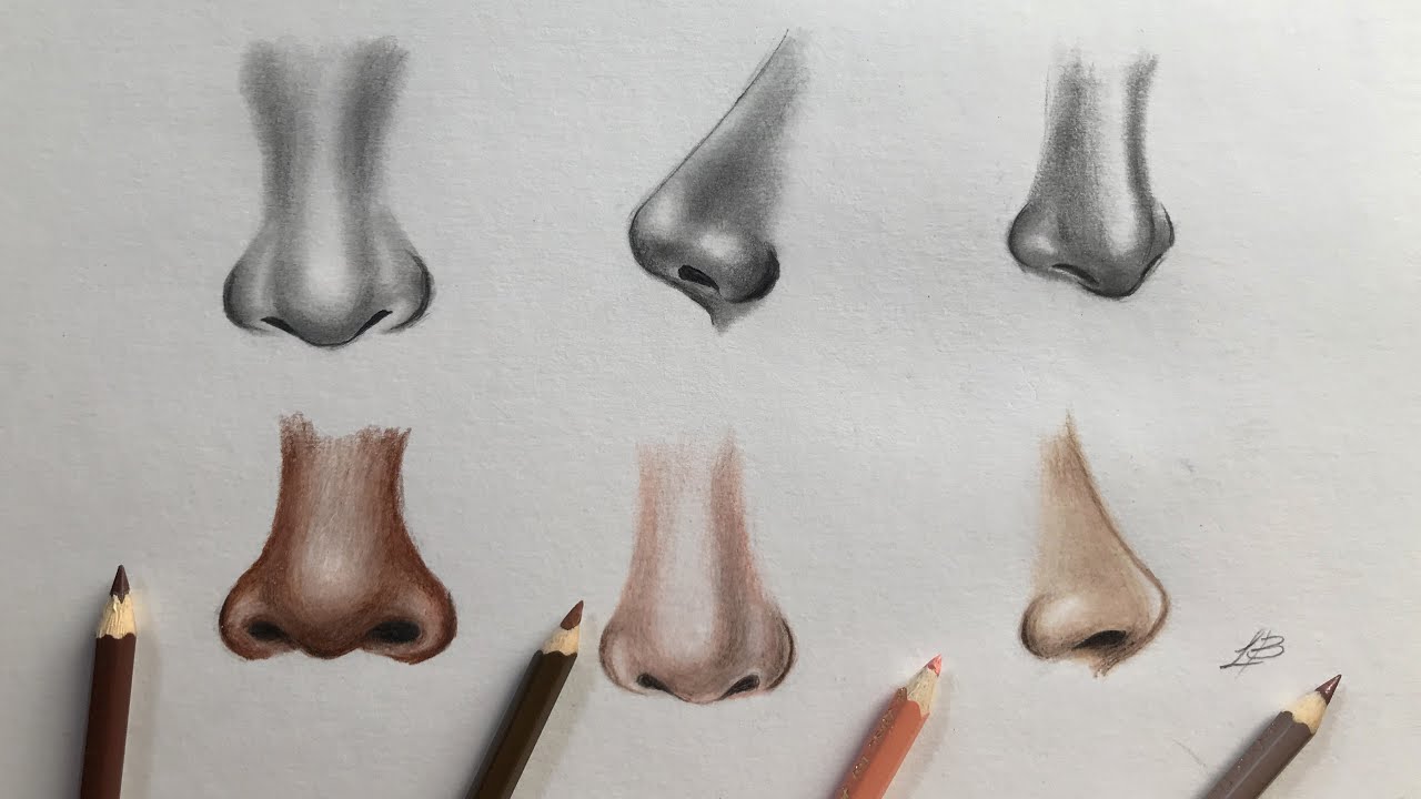 Como desenhar nariz realista/ How to draw noses