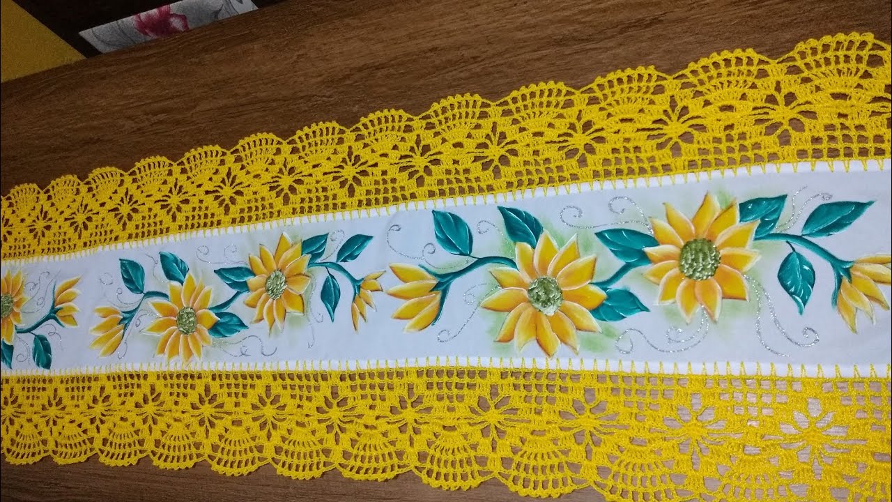 Bico de crochê para caminho de mesa(caminho de mesa em tecido com bico de crochê)