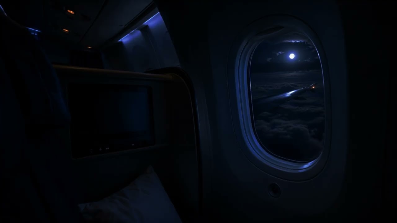 Cozy Overnight Flight Ambience | Airplane Cabin Sounds for Sleep (No Ads)