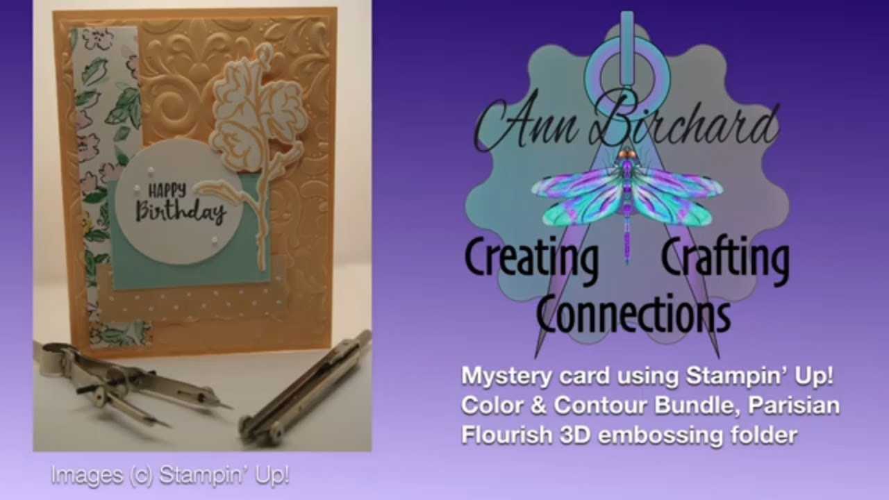 Mystery card using Stampin' Up! Color & Contour Bundle, Parisian Flourish 3D embossing folder