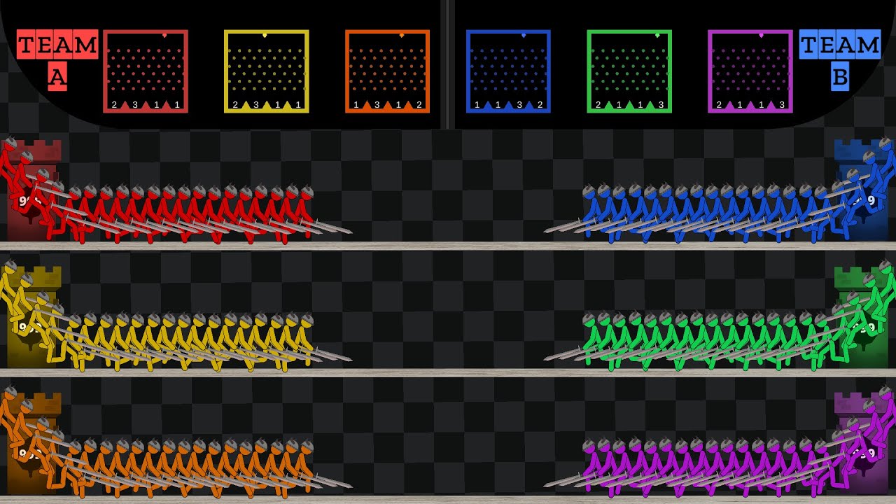 Stickman 3x3 Team Battle - Medieval Ages Battle Fight