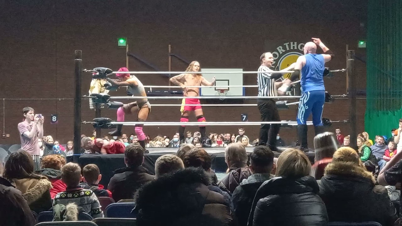 INTERGENDER TAG MATCH DAVEY BLAINE  & HARLEY HUDSON VS FRANKIE  SLOANE & LITTLE LEGS