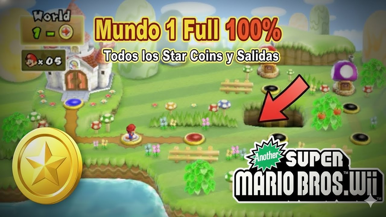Another Super Mario Bros. Wii - Mundo 1 Full 100% | Todos los Star Coins y Salidas