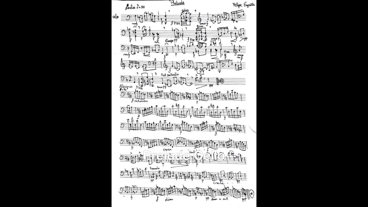 Prelude for solo cello , Felipe Ega&ntilde;a