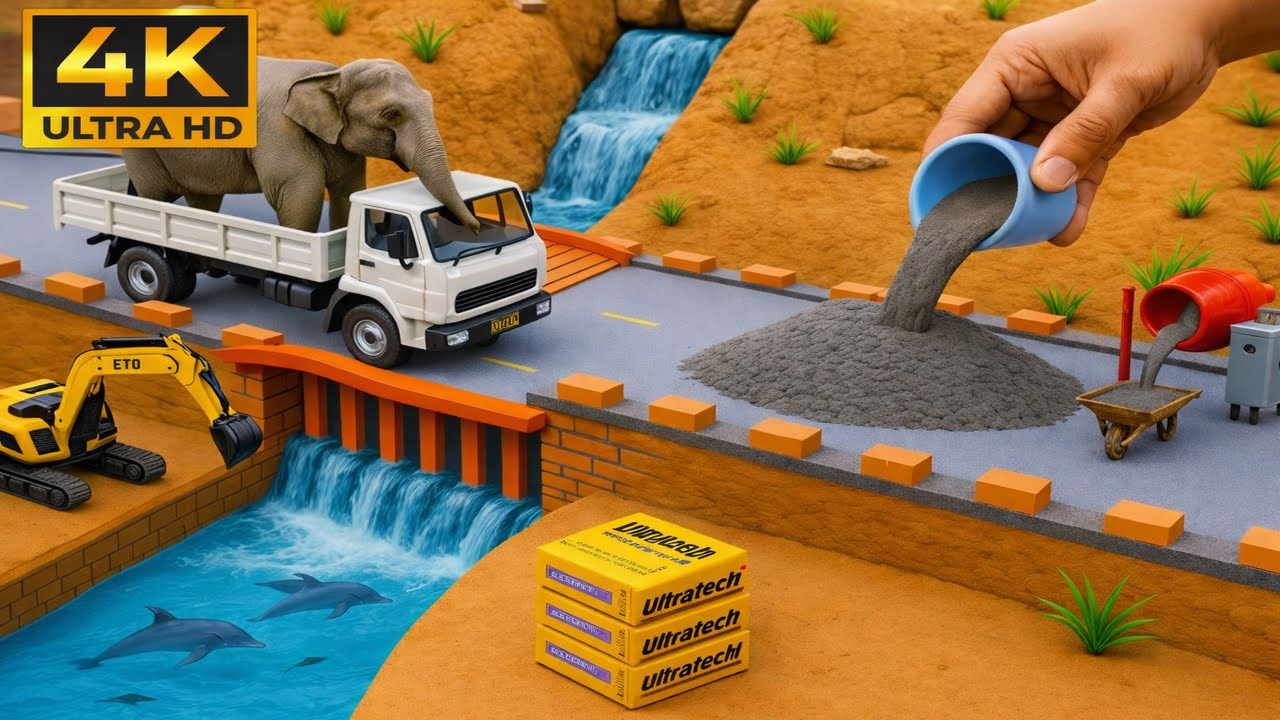 DIY Mini Truck Builds Strong Cement Bridge | Creative Engineering Construction Project